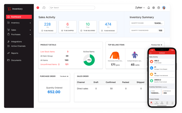 The Zoho One Dashboard showing the Analytics of a CRM